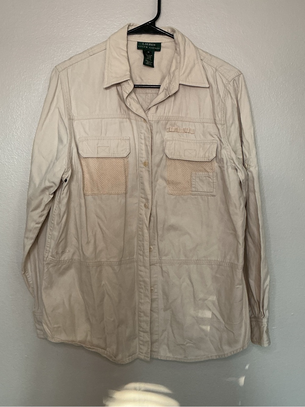 Lauren Ralph Lauren Safari Light Cream Utility Shirt Jacket Size Medium